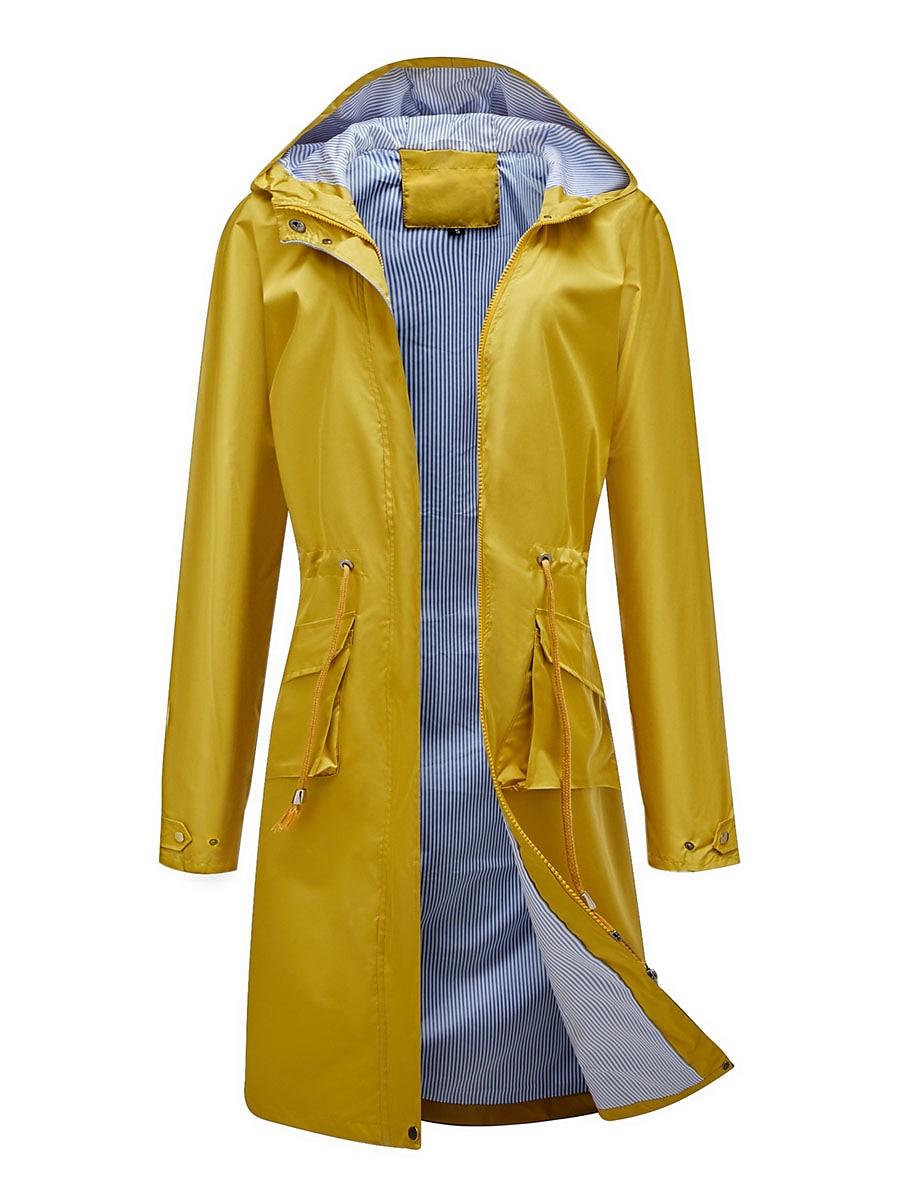 Dam Trenchcoat Utomhus Gata Dagligen Höst Vinter Lång Täcka Normal Regnsäker Håller värmen Andningsfunktion Stylish Nutida Ledigt Jacka Långärmad Slät Snörning Med fickor Svart Gul Vin 2025 - $62.99 –P2