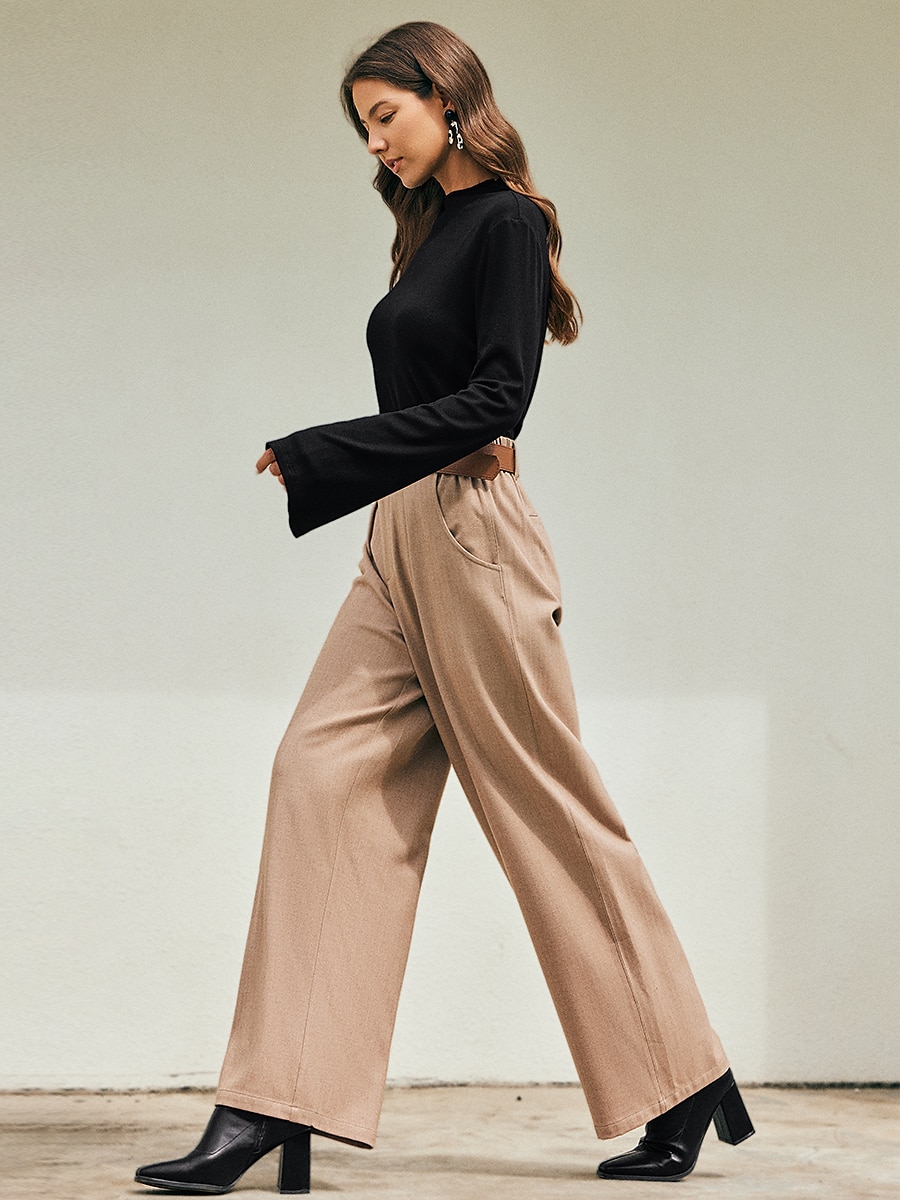 pantalon habillé taille haute à jambe large de 2025 ? $9.99 –P5