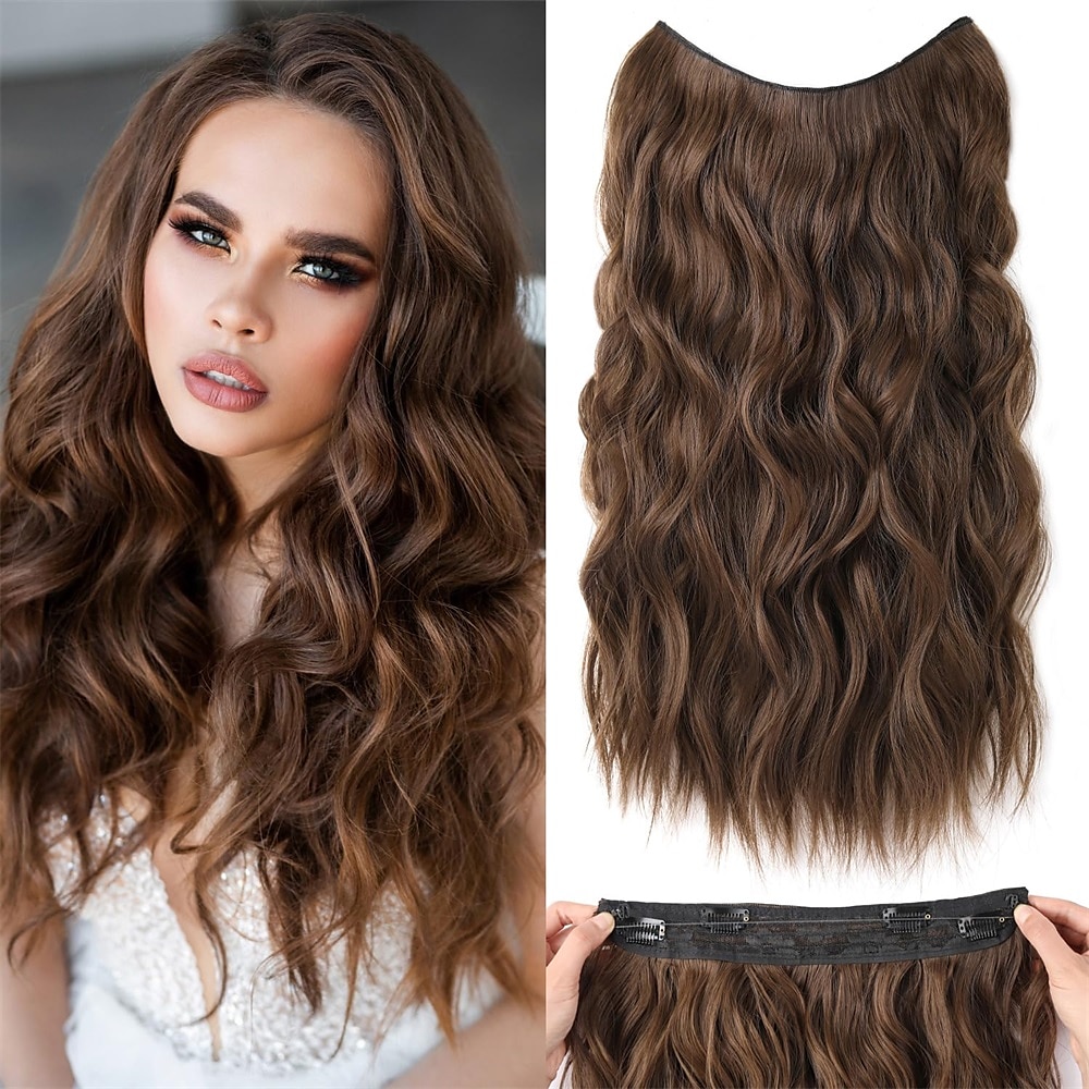Hair Extensions 20 Inch Long Wavy Blonde Hair Extensions with Invisible Wire Adjustable Size 4 Secure Clips in Hair Extensions for Women 2025 - $13.99 –P17