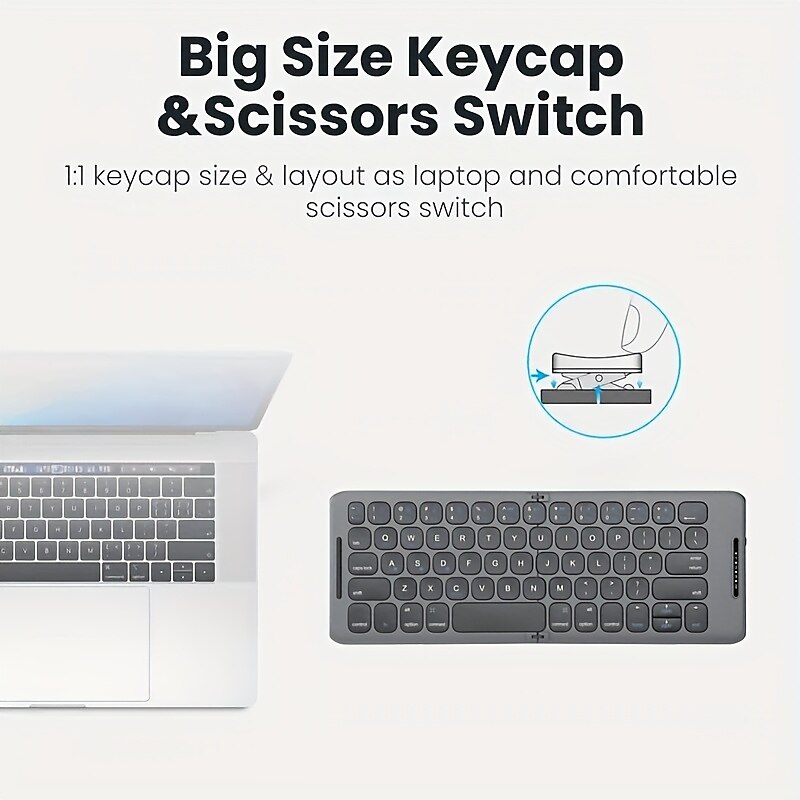 Wireless BT Folding Keyboard Computer Office Quiet Ultra-thin Portable Keyboard Three Systems Free Switching TYPE-C Charging 2025 - $55.99 –P3