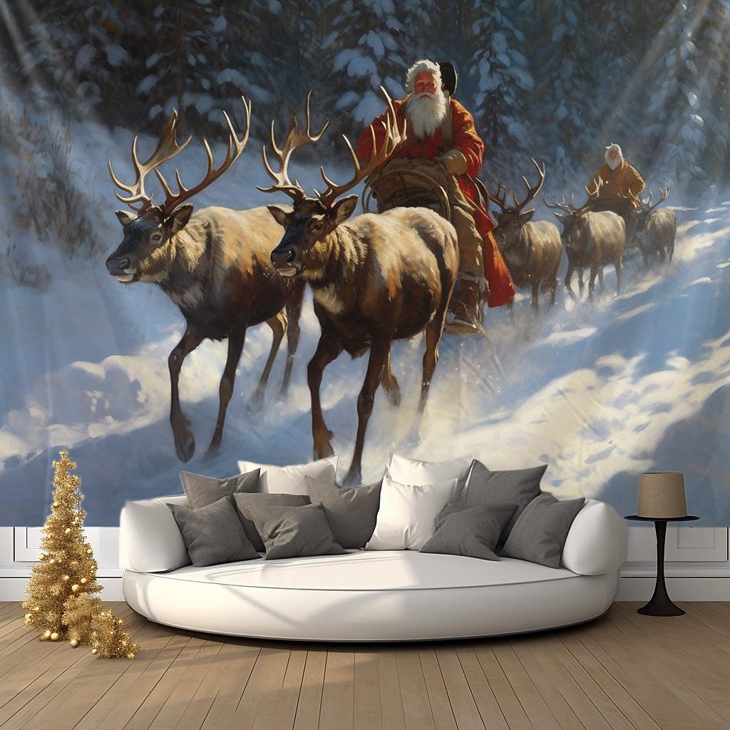 Weihnachtsdekorationen Santa Rentier Schlitten hängen Wandteppich Wandkunst  Weihnachten große Wandteppich Wandbild Dekor Fotografie Hintergrund Decke  Vorhang Haus Schlafzimmer Wohnzimmer Dekoration 2026 - GBP £9.49, image size:1024x1024