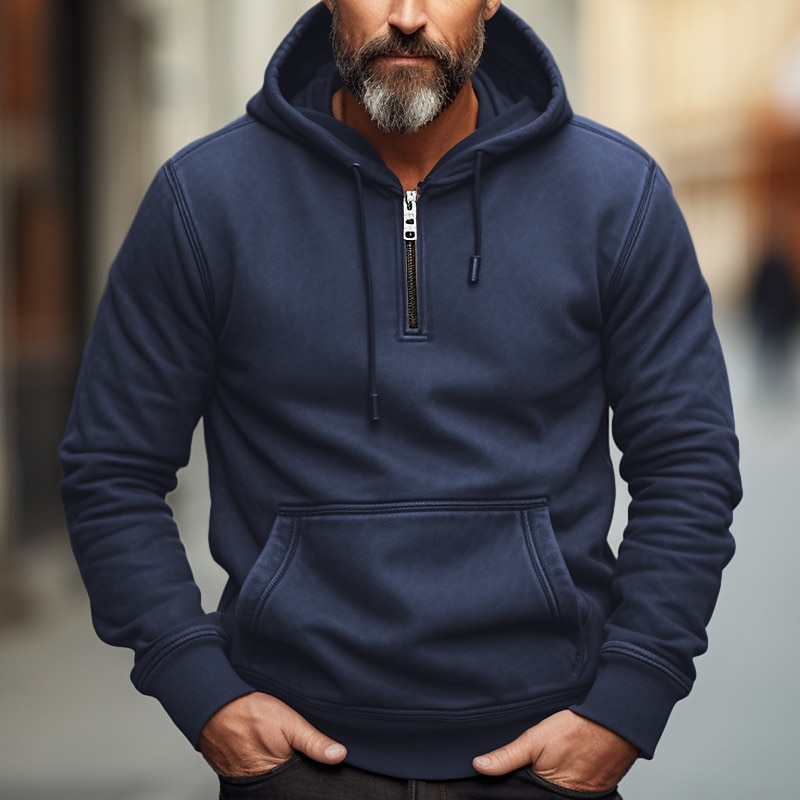 Hombre Sudadera Sudadera con capucha y cremallera de un cuarto Negro Verde Ejército Azul Marino Marrón Con Capucha Plano Bolsillo Deporte Diario Festivos Poliéster Ropa de calle Fresco Casual 2025 - $26.99 –P1