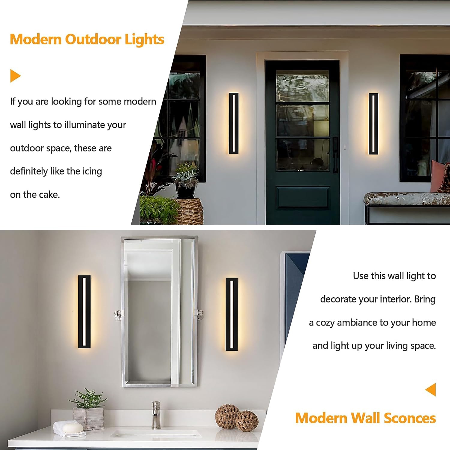 Modern LED Wall Light, Indoor/Outdoor IP65 Waterproof Garden Light40/60/80/100/120cm Black Long Stripe Wall Light, Terrace Corridor Bedroom Living Room Wall Light 110-240V 2026 - $66.99 –P10