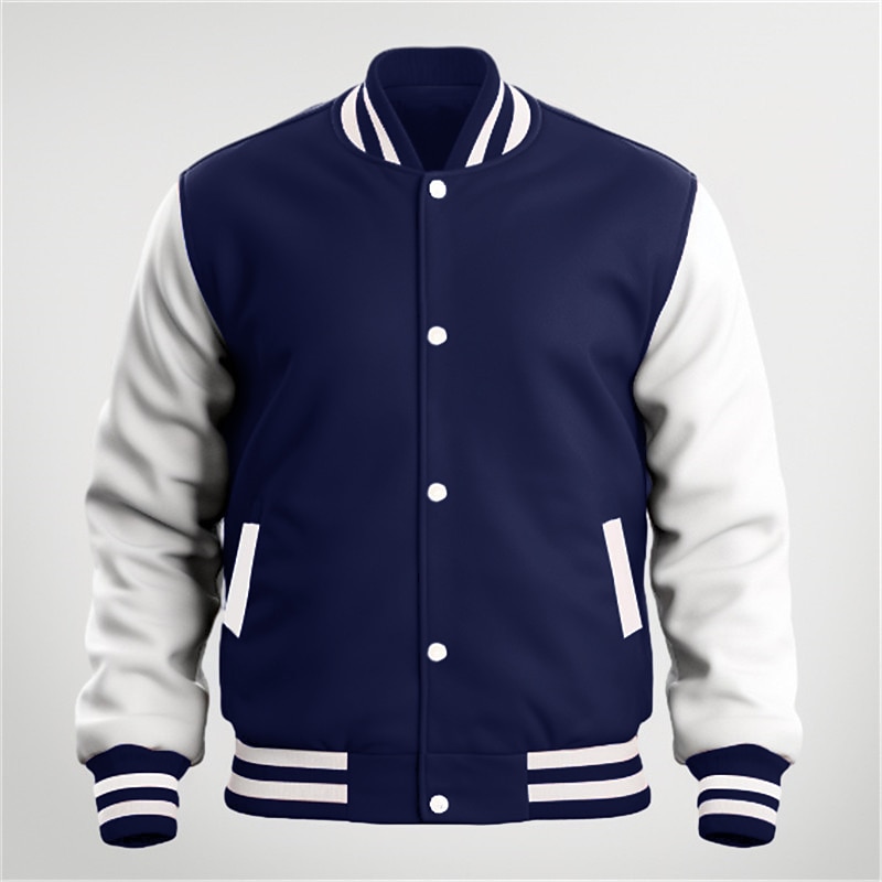 Per uomo Giacca di transizione Giacca College Abbigliamento quotidiano Tasca Tutte le stagioni Blocco di colori Streetwear Collo alla coreana Regolare Nero Blu marino Blu Rosso Giacca del 2025 a $36.99 –P5
