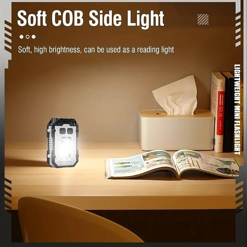 Mini lampe de poche portable avec porte-clés, lampe de camping rechargeable par usb de type c, aimant edc, batterie intégrée de 2025 ? $14.49 –P6