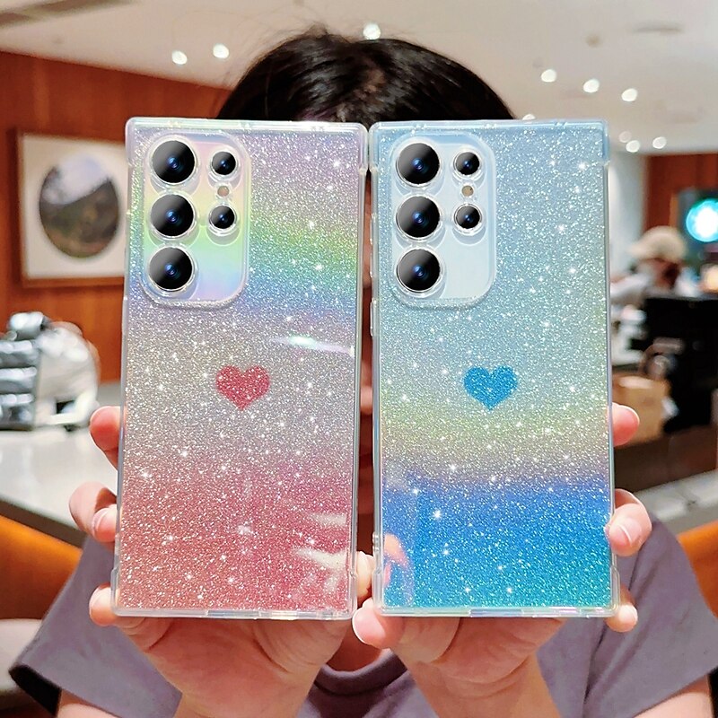 Phone Case For Samsung Galaxy S24 S23 Ultra Plus S23 S22 S21 Plus Ultra S21 FE A14 A34 A54 A53 A33 Back Cover Transparent Bling Glitter Shiny Shockproof TPU 2025 - $15.99 –P2
