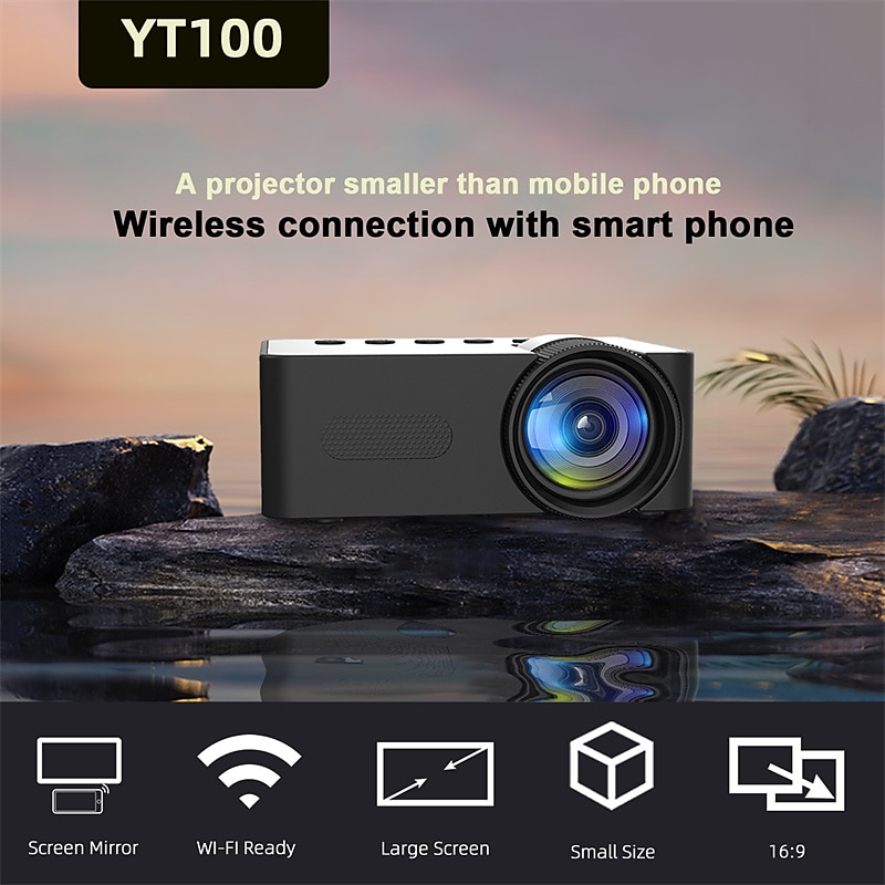 YT100 Mini Projector Wireless WIFI Display Screen Mirror with iOS and Android Smartphones Support USB Input Pocket Projector for Classic Movie Kids Animation 2025 - $63.99 –P1
