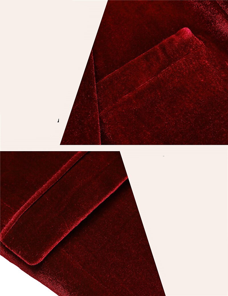 Men's Velvet Blazer Blazer Business Formal Evening Wedding Party Fashion Casual Spring &  Fall Polyester Plain Pocket Casual / Daily Single Breasted Two-button Blazer Black Red Blue Purple 2025 - $46.99 –P14