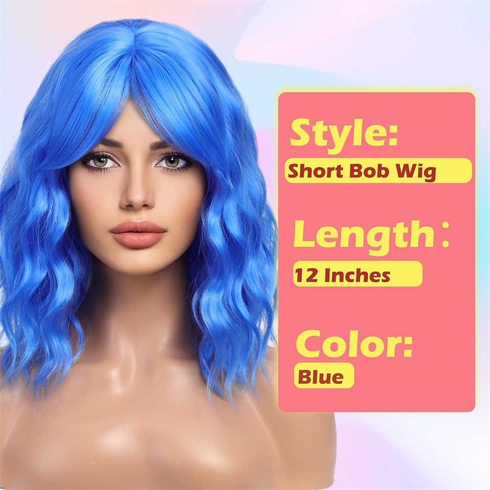 Auburn Bob Wigs for Women Synthetic Wavy Curly Hair Wig with Bangs for Daily Use Christmas Party Wigs 2025 - $21.99 –P8