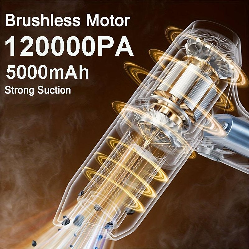 120000PA Wireless Powerful Car Vacuum Cleaner Brushless Motor 2 Gear Power Adjustment Multifunction Cleaning Machine Car Accessories Home Auto Cordless Cleaner Home Appliance for Car Home 2026 - $52.99 –P2