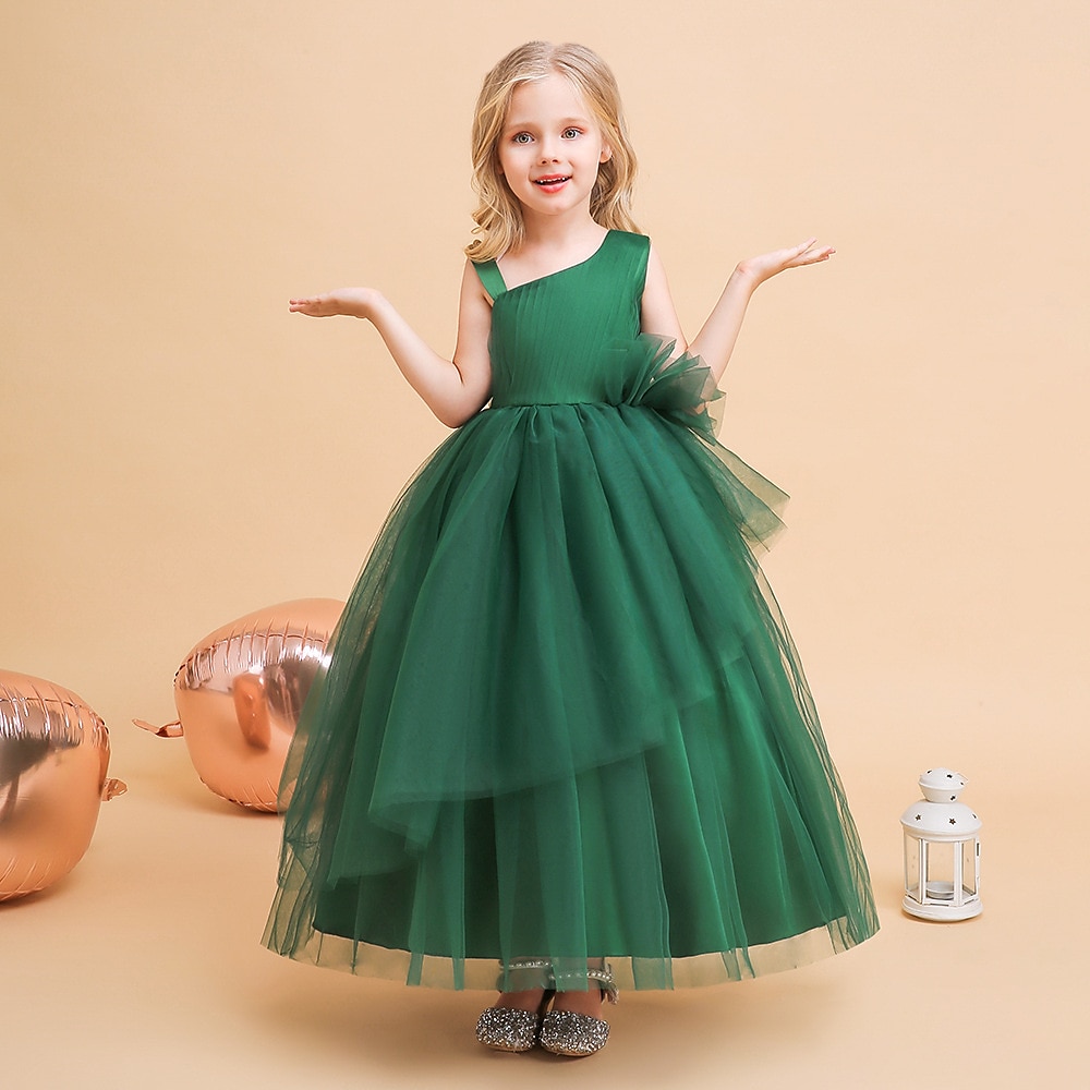 kinderkleidung Mädchen Party Kleid Feste Farbe Ärmellos Formal Leistung Hochzeit Rüschen Elegant Prinzessin Baumwolle Maxi abendkleider Blumenmädchenkleid Frühling Herbst Winter 4-12 Jahre Wei 2025 - $39.99 –P1