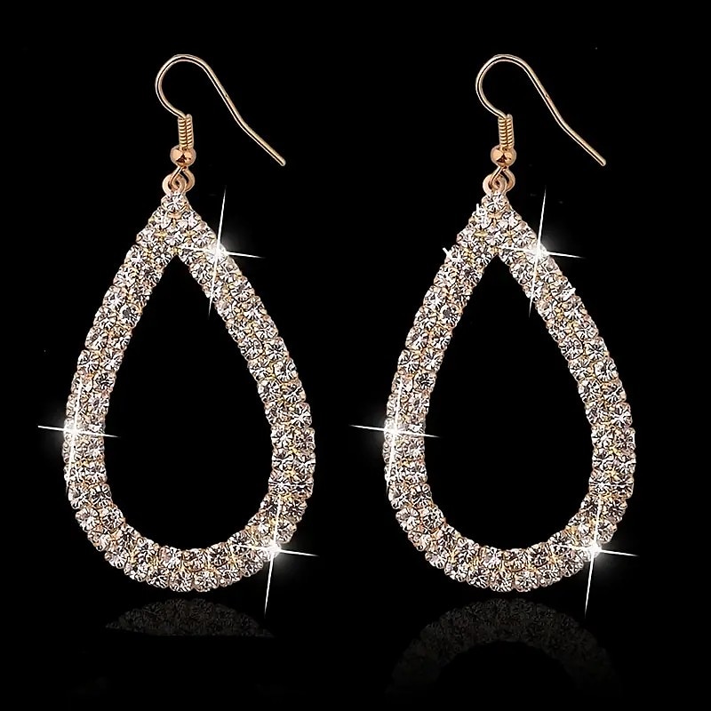 Per donna Cristallo Orecchini a goccia Gioiellerie Classico Prezioso Moda Semplice Orecchini Gioielli Argento / Oro Per Matrimonio Feste 1 paio del 2025 a $11.99 –P1