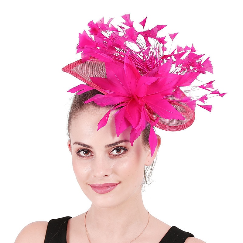 fascinators sinamay Häät Teekutsut Kentucky Derby Hevoskilpailu Naisten päivä Vintage Muoti Käsintehty Kanssa Sulilla Päähine Päähineet 2025 - $29.99 –P1