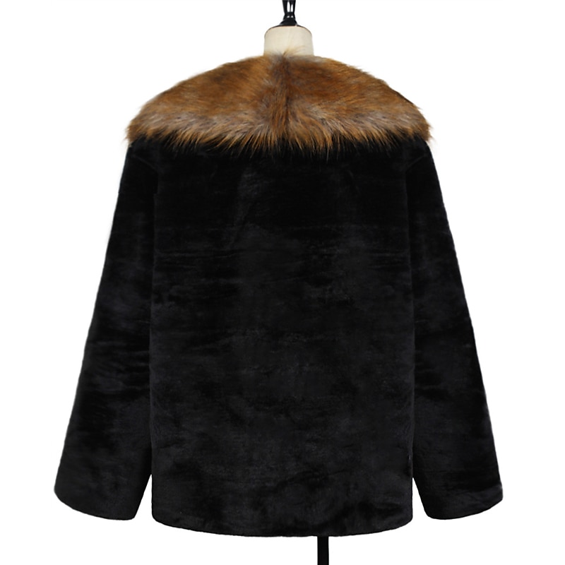 Pánské Zimní kabát Zimní bunda Kabát z umělé kožešiny Venkovní Denní nošení Teplý Podzim Zima Barevné bloky Módní Šik ven Klopa Standardní Černá Saka 2026 - $57.99 –P5