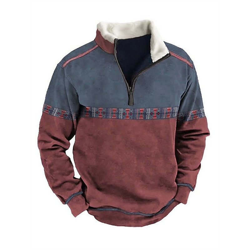Herren Graphic Farbblock Stammes Sweatshirts Sweatshirt Pullover Reißverschluss-Sweatshirt Langarm Sweatshirt Viertel Postleitzahl Täglich Basic Brautkleider schlicht 3D-Druck Urlaub Festtage Ausgehen 2025 - $43.99 –P1