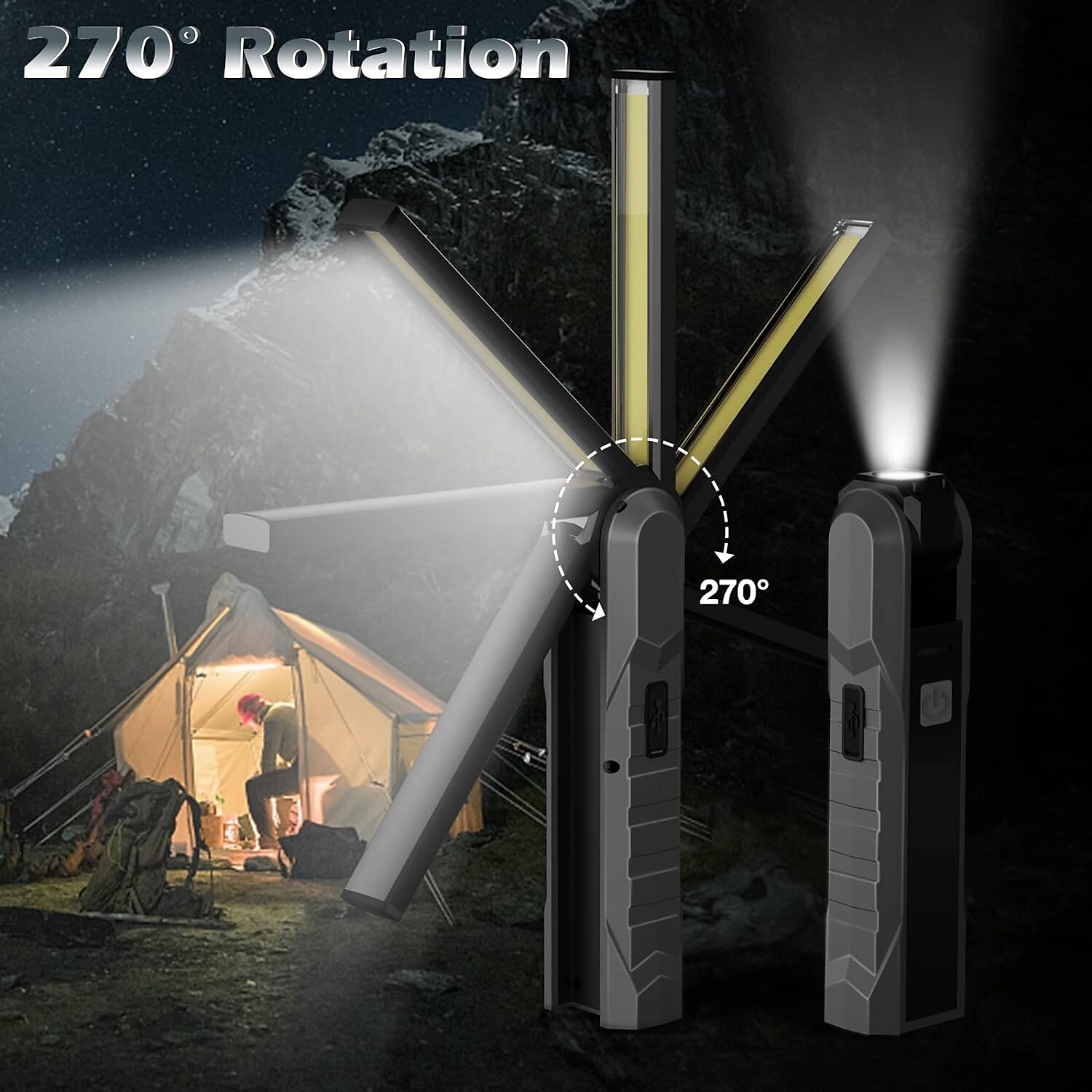 2pcs LED Work Light Rechargeable Flashlight Mechanic Lights with Magnetic Base, Tool Gifts for Dad Men 4 Modes Bright Inspection Torch Light for Car Repair, Garage, Emergency, BBQ and Camping 2025 - $56.99 –P6