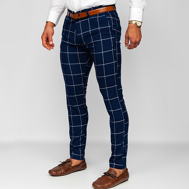 Men's Trousers Chinos Chino Pants Pocket Plaid Comfort Breathable Outdoor Daily Going out Fashion Casual Dark Khaki Black 2025 - $23.99 –P8