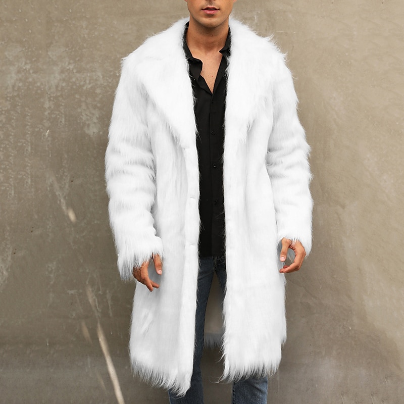 Homme Manteau d'hiver Veste d'Hiver Manteau en fausse fourrure Extérieur Usage quotidien Chaud Poche Automne Hiver Plein Mode Vêtement de rue Revers Normal Noir Blanche Jaune Marron Gris Claire Veste de 2025 ? $82.99 –P9