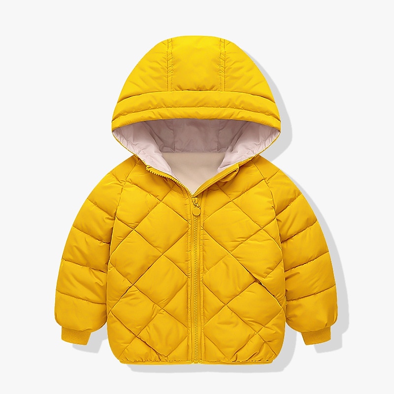 Děti Unisex Mikina s kapucí Svrchní oděvy Dětská bunda Puffer Jacket Pevná barva Dlouhý rukáv Zip Kabát Venkovní Bavlna Rozkošný Denní Bavlněný kabát ve tvaru diamantu-béžový Fleece bavlněný kabát ve 2025 - $23.99 –P3