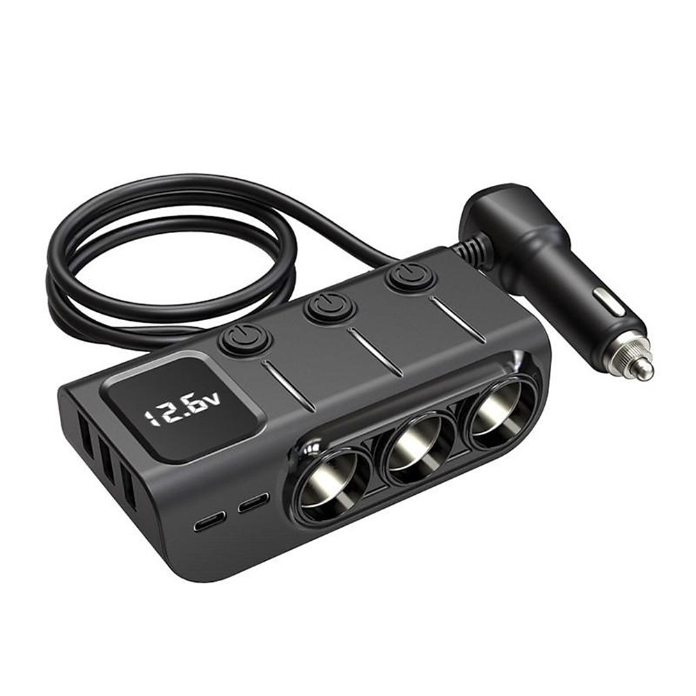 3 Way Car Cigarette Lighter Socket Splitter DC 12V/24V Power Charger Adapter with 3 USB Ports  1 Type-C Port  1 PD Fast Charge Port 2024 - CLP $28754 –P16