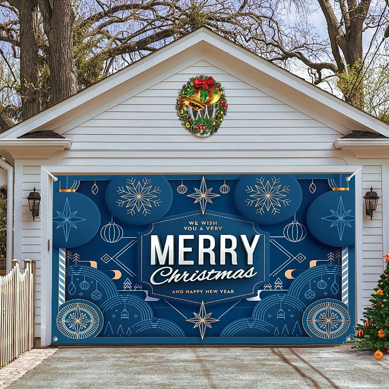 Christmas Garage Door Banner, Indoor Outdoor Christmas Holidays, Happy Background, Decoration Cover, Christmas Happy New Year Banner, Large Door Cover, Christmas Decoration 2025 - $25.99 –P5