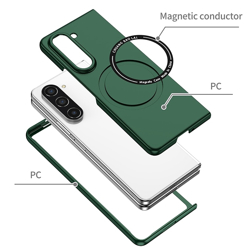 Phone Case For Samsung Galaxy Z Fold 7 Z Fold 6 Z Fold 5 Z Fold 4 Z Fold 3 Back Cover With Magsafe Support Wireless Charging Shockproof PC 2025 - $17.99 –P5