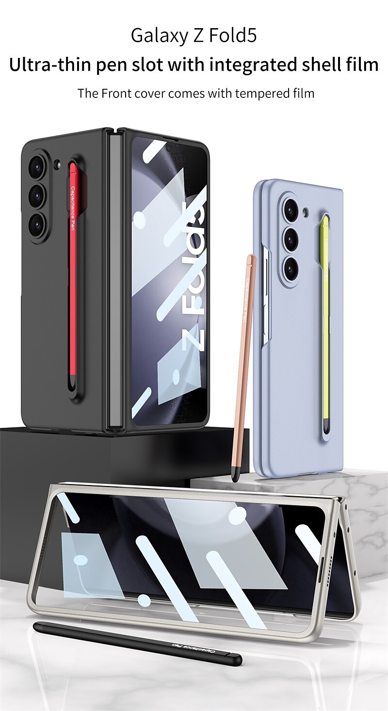 Phone Case For Samsung Galaxy Z Fold 5 Flip Cover Pencil Holder Full Body Protective with S Pen PC 2025 - $37.99 –P1