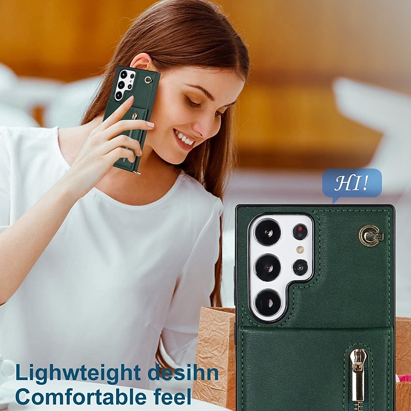 2025年 電話 ケース 用途 サムスンのギャラクシー S24 S23 S22 S21 S20 Ultra Plus FE Note 20 Ultra 10 Plus S25ウルトラ バックカバー ウォレットカードケース スタンド付き ジッパ- ストラップ付き TPU PUレザー コレクション – $23.99 –P11