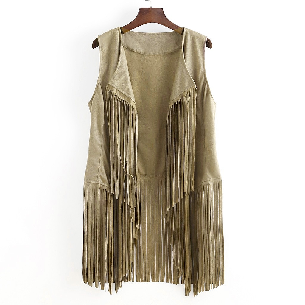 Retro Vintage 1960er 1970er Wildlederweste Hippie Disco Quastenfransen Damen Mädchen Weihnachten Halloween Karneval Leistung Party / Abend Pride Parade Erwachsene Weste 2025 - $20.99 –P2