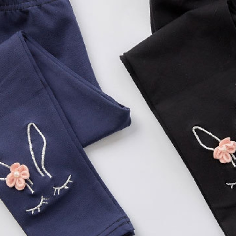 Leggings Enfants Fille Couleur unie Actif Ruché Ecole Coton 3-7 ans Printemps Noir Blanche Rose Claire de 2025 ? $5.49 –P11