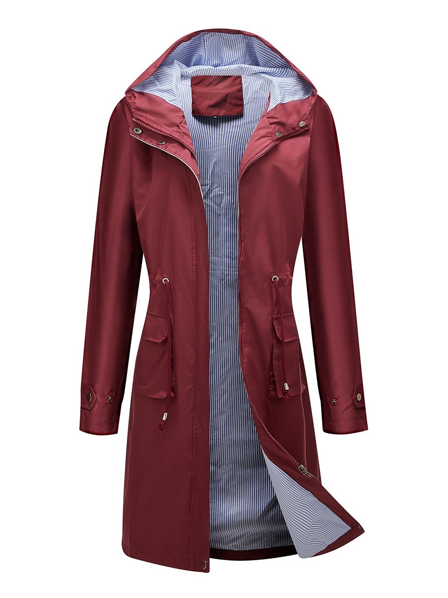 Dam Trenchcoat Utomhus Gata Dagligen Höst Vinter Lång Täcka Normal Regnsäker Håller värmen Andningsfunktion Stylish Nutida Ledigt Jacka Långärmad Slät Snörning Med fickor Svart Gul Vin 2025 - $62.99 –P15