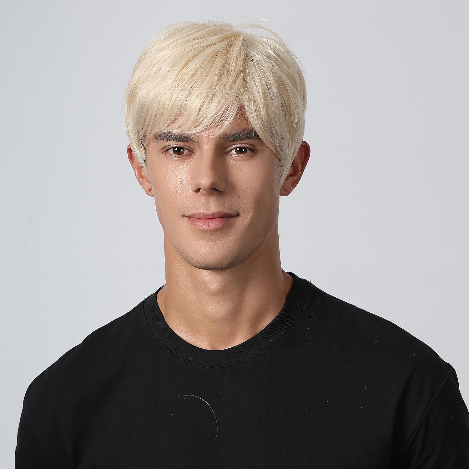 Synthetische Perücke, verworrener gerader Mittelteil, geschichteter Haarschnitt, maschinell hergestellte Perücke, 20,3 cm, hellgoldenes Kunsthaar, Herren, Cosplay, Party, Mode, blond, 2025 - $28.99 –P5