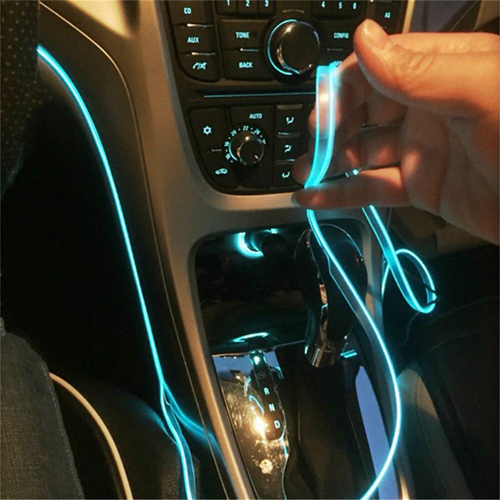 Cavo EL da 5 m per luci di striscia interne per auto con nastro di corda ambientale a LED flessibile USB con atmosfera al neon per la portiera dell'auto del 2025 a $8.49 –P2