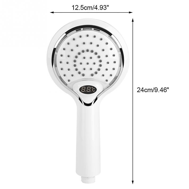 3 kleuren led-douchekop met temperatuur digitaal display wateraangedreven lcd-douchestraal 2025 - $48.99 –P7