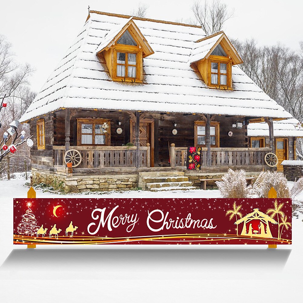 Striscione Di Buon Natale 300x50 Cm - Banner Natalizio Per Esterno/Interno, Decorazione Giardino, Casa