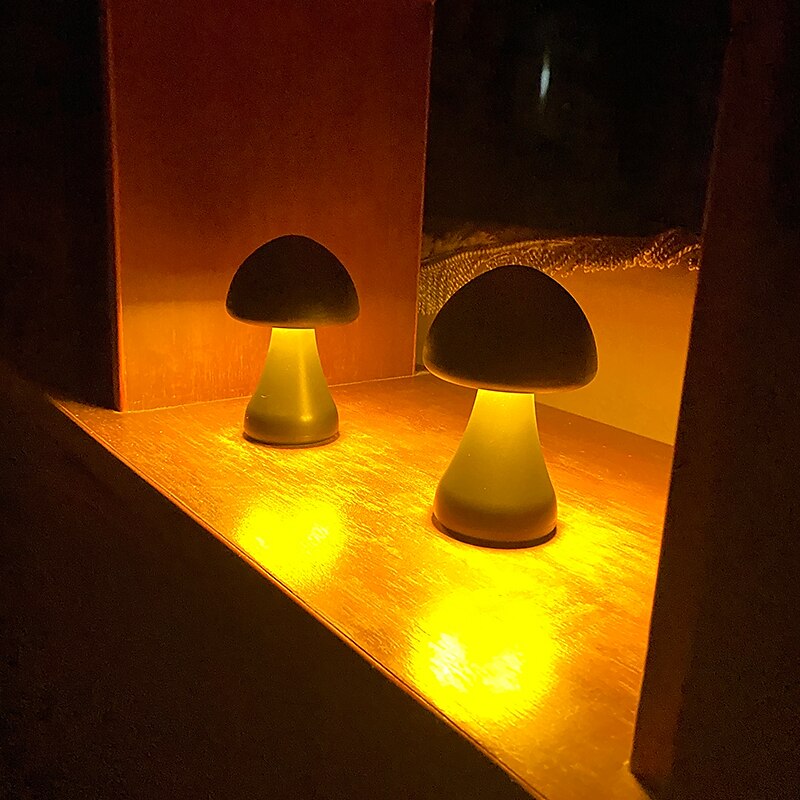 LED Desktop Creative Mushroom Table Lamp Three Color Rechargeable Table Lamp Bedroom bedside Night Lamp Dimmable LED Lighting Creative Home Decoration Table Lamp Unique Family Warm Gift Retro Atmosphere Lamp 2025 - $40.99 –P4