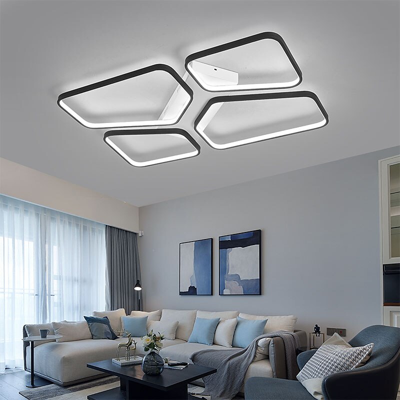 plafoniera a led design geometrico 48/75cm lampadario moderno a sospensione in metallo 4/6/8 teste lampada a sospensione a led plafoniera a sospensione creativa in nero per soggiorno ristorante bar del 2025 a $230.29 –P3