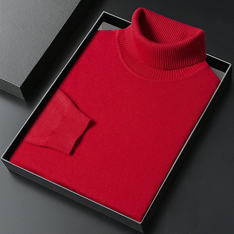 Herre Turtleneck genser Pullover genser Julegenser Riflet Strikke Vanlige topper Strikket عادي Rullekrage Hold Varm Moderne Moderne Dagligdagstøy Ut på byen Klær Høst Vinter Kamel Svart S M L 2025 - $27.99 –P7