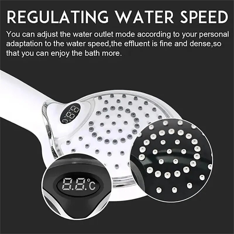 3 kleuren led-douchekop met temperatuur digitaal display wateraangedreven lcd-douchestraal 2025 - $48.99 –P4