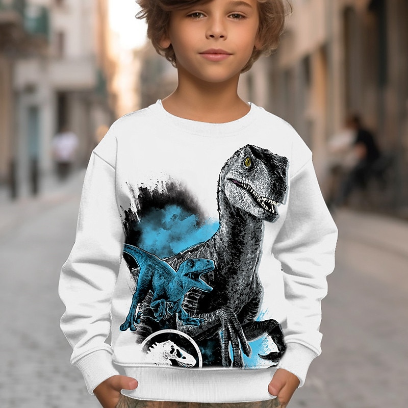 Pojkar 3D Dinosaurie Tröja Pullover Långärmad 3D-tryck Höst Vinter Mode Streetwear Häftig Barn 3-12 år Utomhus Ledigt Dagligen Normal 2025 - $16.49 –P1