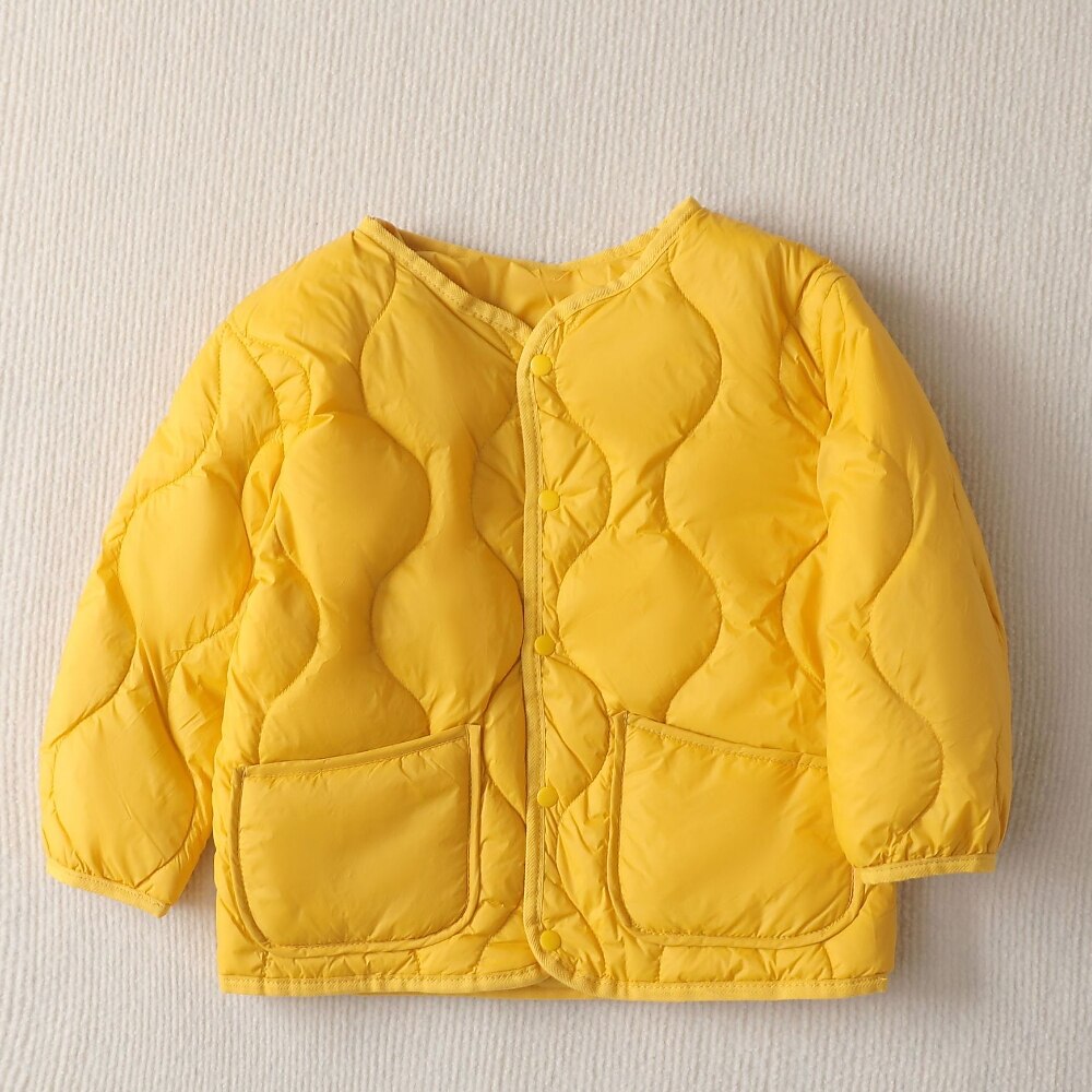 Kids Girls' Puffer Jacket Solid Color Active Button School Coat Outerwear 3-10 Years Spring Black White Yellow 2025 - $52.99 –P3