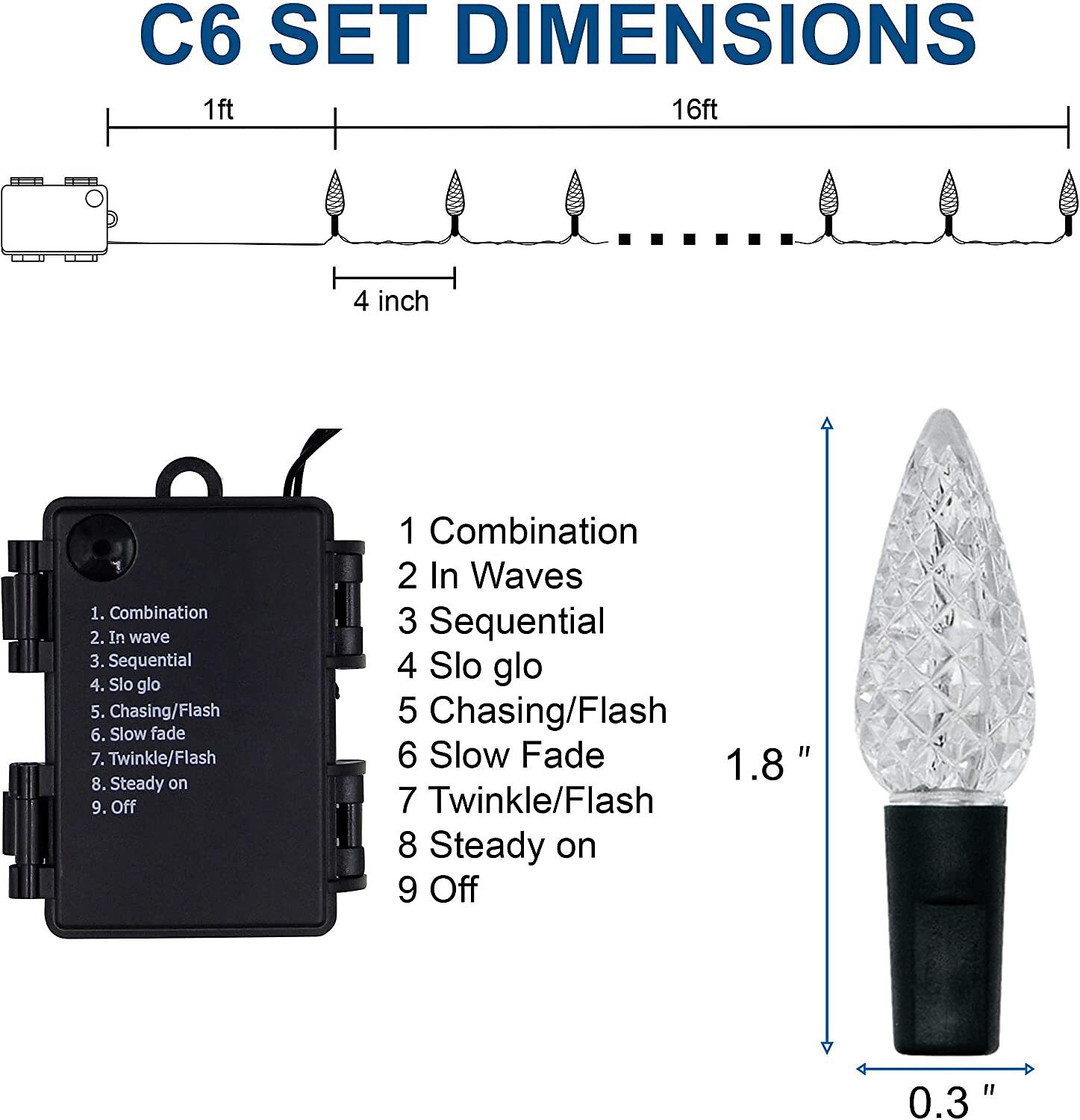 lumières de Noël 16,4 pieds 50 LED C6 lumières de Noël 5 m avec fonction de synchronisation prise étanche et connectable pour la décoration de jardin de fête à la maison décorations de Noël en plein de 2025 ? $14.99 –P6