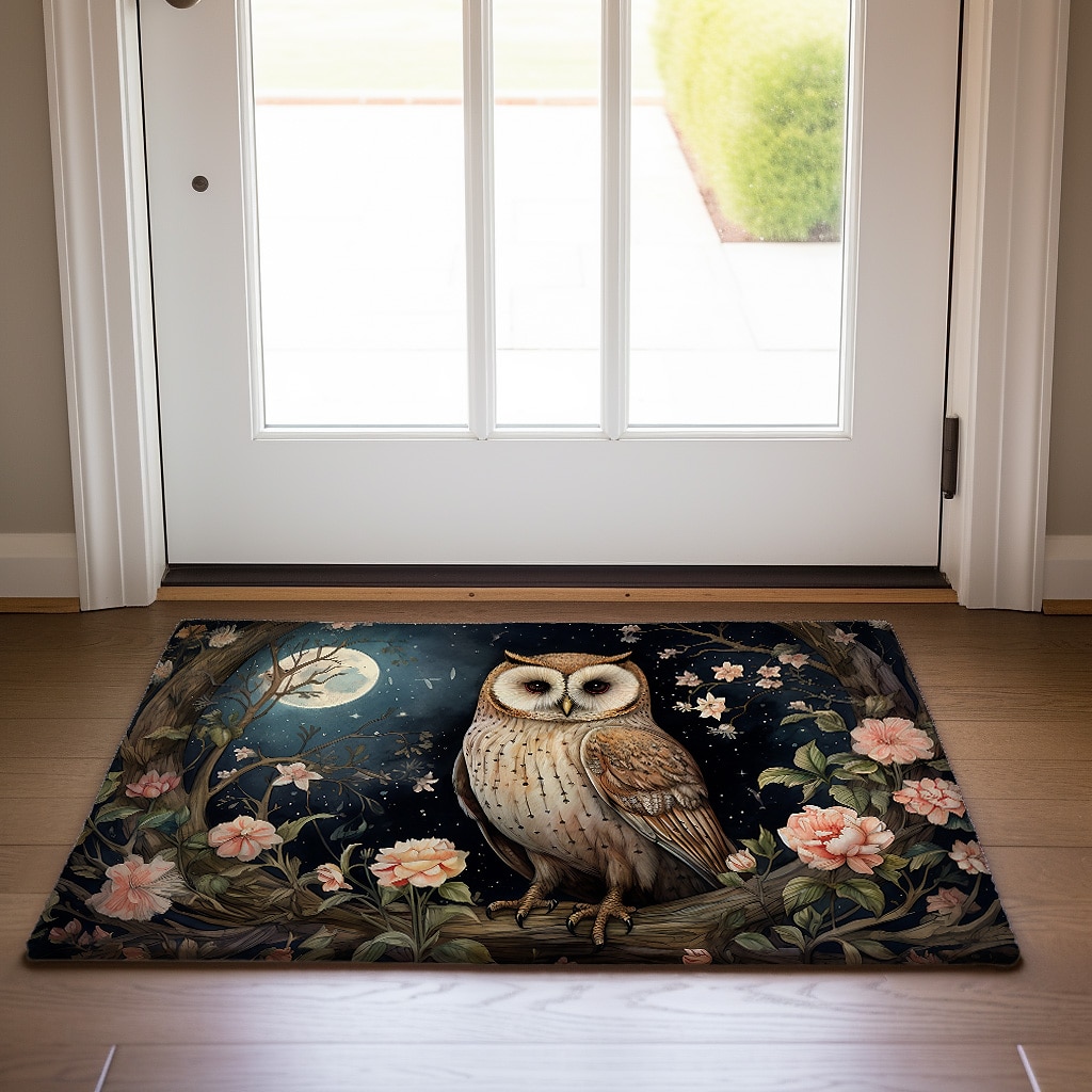 Florale Eulen-Fußmatte, Fußmatten, waschbare Teppiche, Küchenmatte, rutschfester, ölbeständiger Boho-Teppich, Innen- und Außenmatte, Schlafzimmer-Dekor, Badezimmermatte, Eingangsteppich 2025 - $16.99 –P5