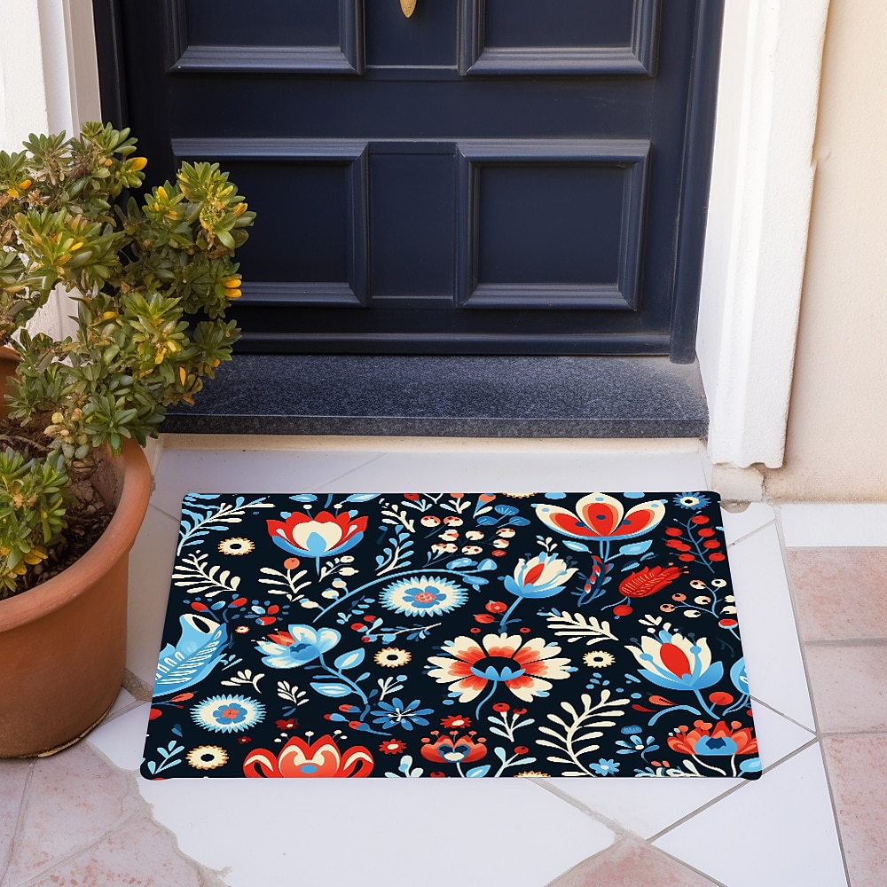 Colorful Floral Doormat Floor Mats Washable Rugs Kitchen Mat Non-Slip Oil Proof Rug Indoor Outdoor Mat Bedroom Decor Bathroom Mat Entrance Rug 2025 - $16.99 –P5