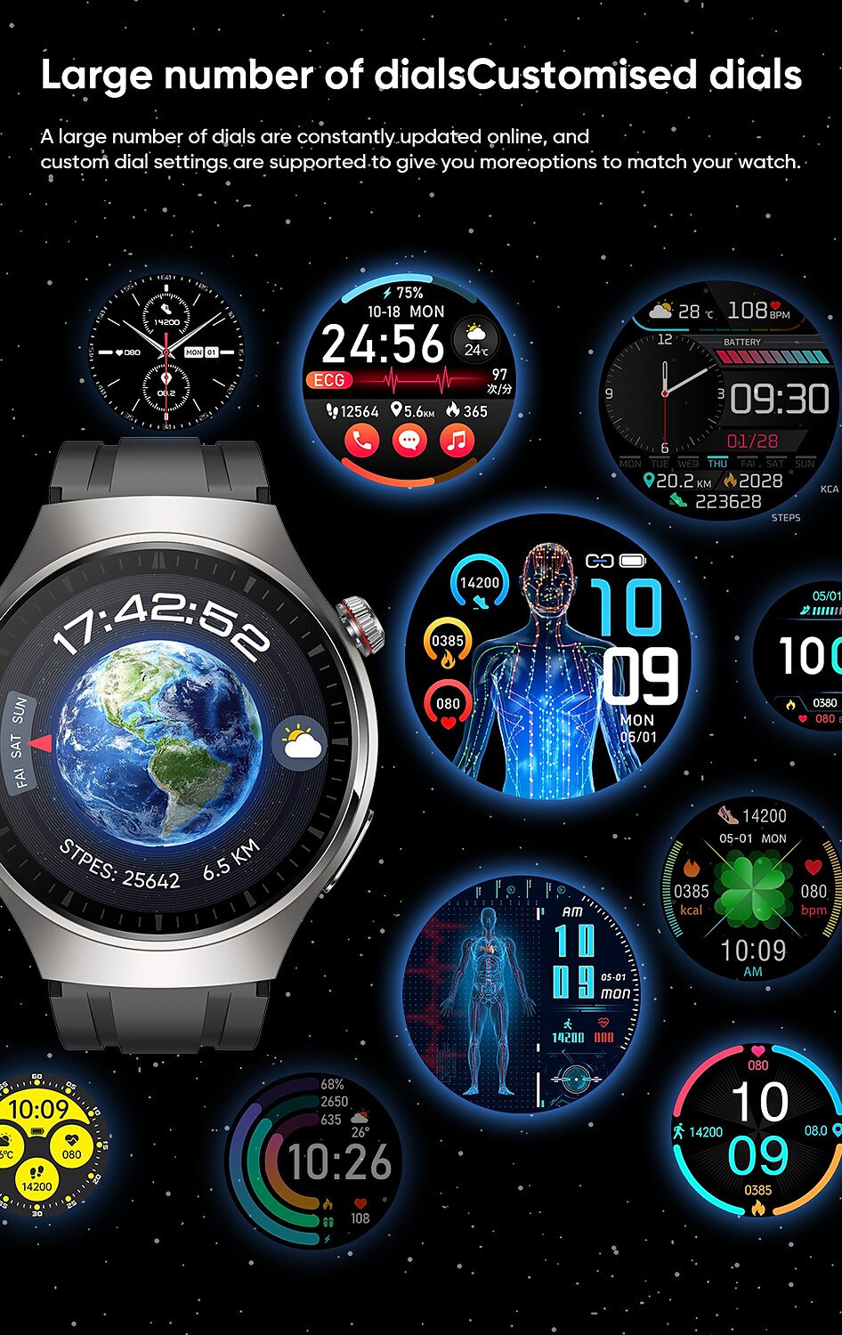 2025年 iMosi MT200 スマートウォッチ 1.43 インチ スマート·ウォッチ ブルートゥース ECG + PPG 温度監視 歩数計 と互換性があります Android iOS 女性 男性 長時間スタンバイ ハンドフリーコール 防水 IP 67 48mmウォッチケース  コレクション – $68.99 –P14