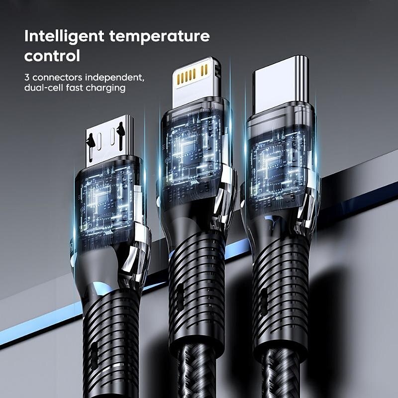 Универсальный зарядный кабель USB-C на Lightning/микро/USB-C 6 A Быстрая зарядка нейлон плетеный Прочный 3 в 1 Назначение Huawei Lenovo Motorola Аксессуар для мобильных телефонов 2025 - $12.99 –P6