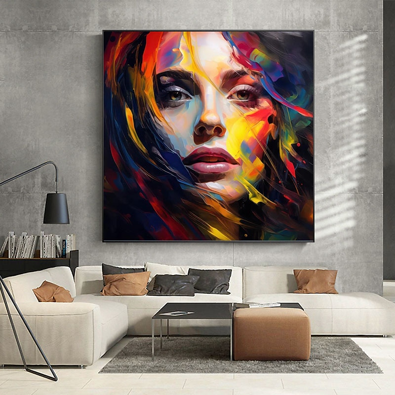 Best on Canvas Handmade Abstract Portrait Oil Painting The Hot Color Hand-Painted Knife David Palette Woman Face Oil Paintings 2025 - $123.99 –P12