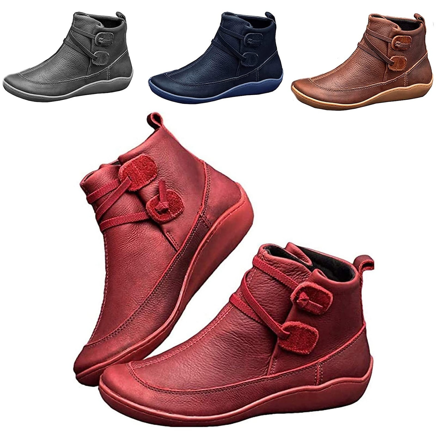 Pentru femei Cizme Cadouri de Valentin Mărime Plus Size Pantofi de confort Zilnic Culoare solidă Ghete Botine Iarnă Toc Drept Vârf rotund Elegant Pluș Casual Imitație Piele Dantelat Negru Rosu Gri 2025 - $34.99 –P6