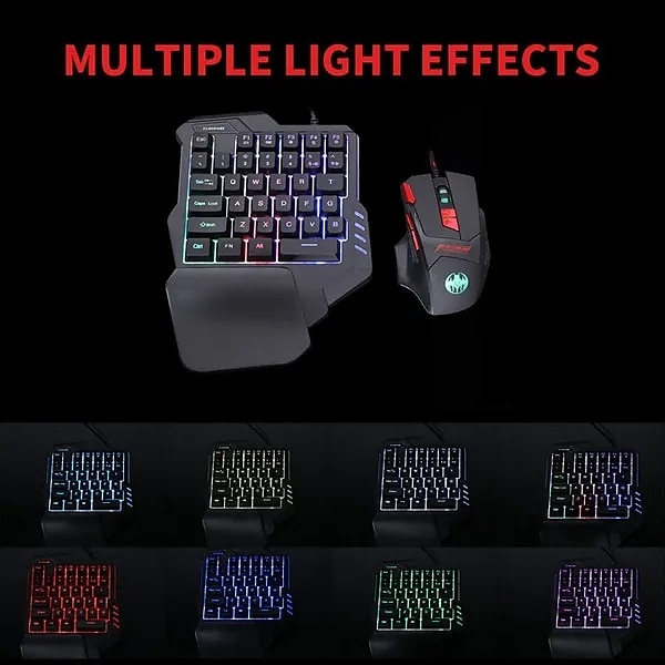 Мини-красочная игровая клавиатура с RGB-подсветкой для одной руки, удобная игровая клавиатура и мышь для левой руки для lol cs pc ps4 xbox gamer 2025 - $39.99 –P2