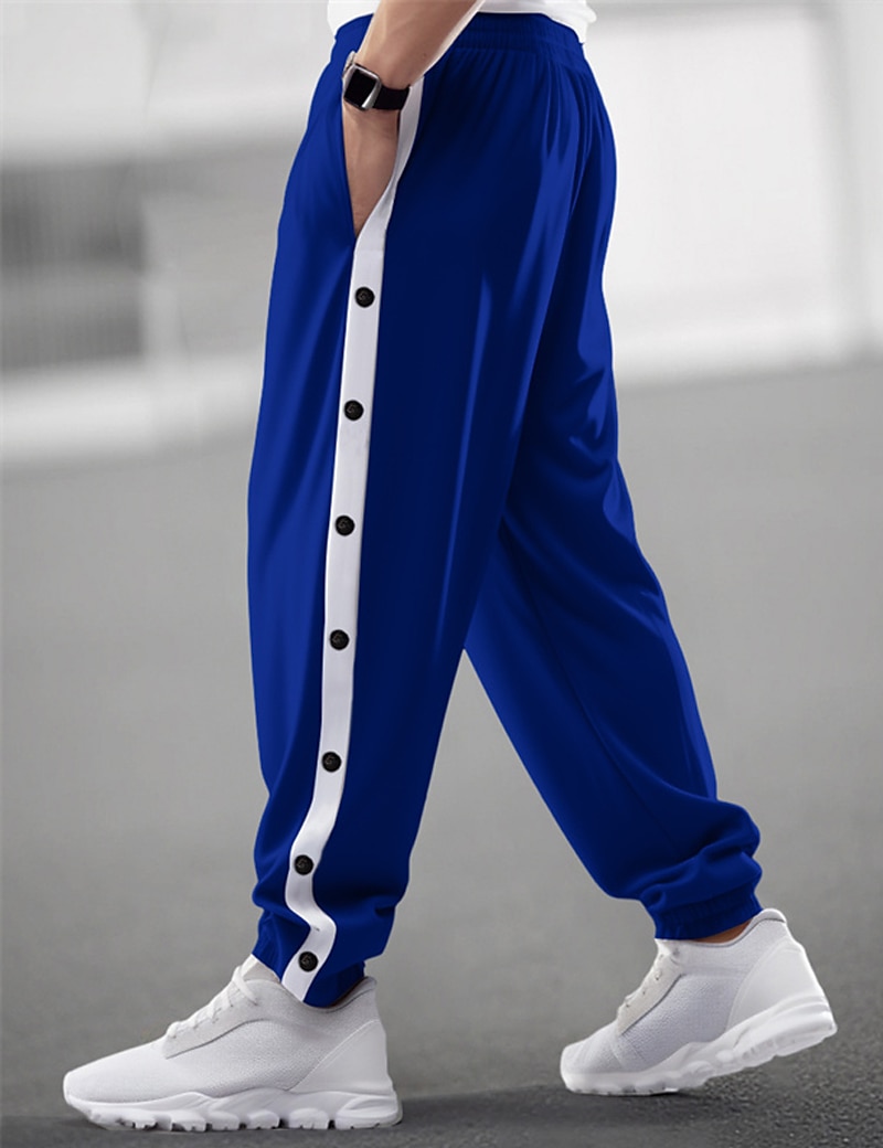 Per uomo Pantaloni della tuta Pareggiatore Pantaloni A cordoncino Vita elastica Pulsante laterale Color Block Comfort Traspirante Informale Giornaliero Per eventi Sportivo Di tendenza Nero Blu del 2025 a $22.99 –P10
